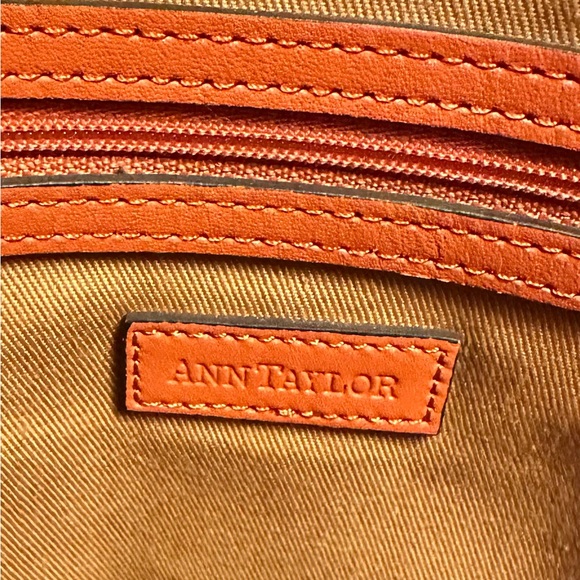 Ann Taylor Orange Leather Square Tote - Picture 5 of 13